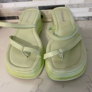 Weeboo Dessy-2 pastel green wedge thong platform strappy sandals women’s 7